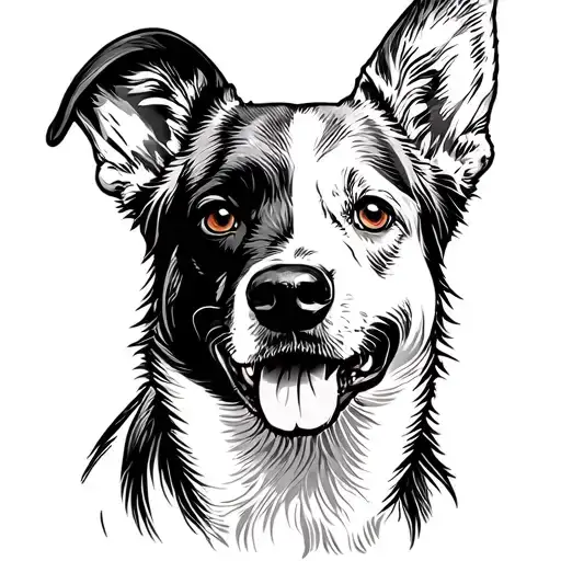 Australian Cattle Dog outline patch on eye tattoo design idea