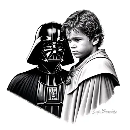 darth vader vs anakin tattoo design idea