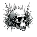 skull with last of us style weeds and fallout tattoo design idea