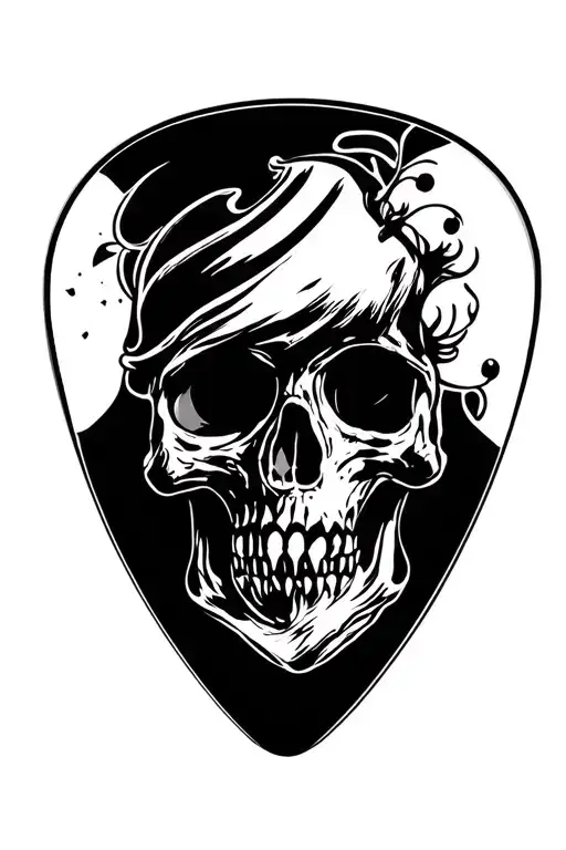 in memory guitar pick tattoo design idea