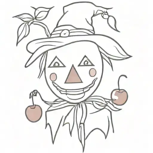 scarecrow eating cherrys tattoo design idea