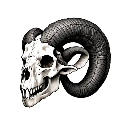 realistic ram skull tattoo design idea