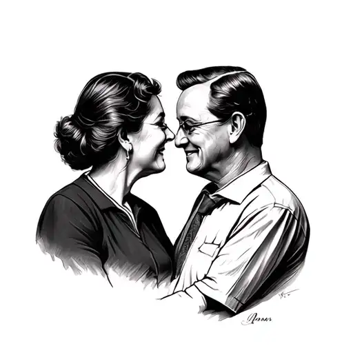 memorial for mom and dad referencing alzheimers and rheumatoid arthritis tattoo design idea