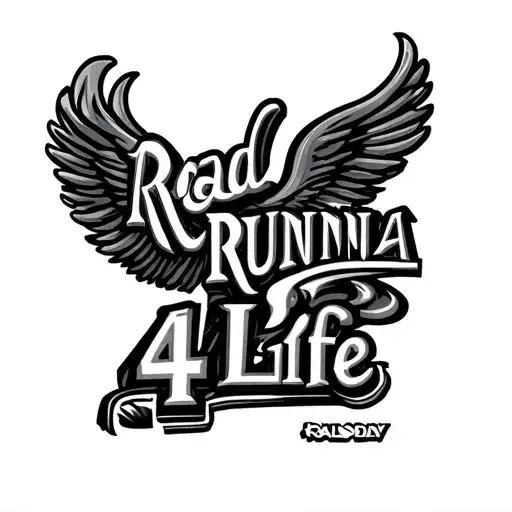 "Road Runna 4 Life" rolls Royce logo integrated tattoo design idea