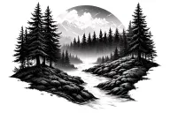 forest landscape tattoo design idea
