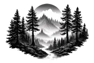forest landscape tattoo design idea