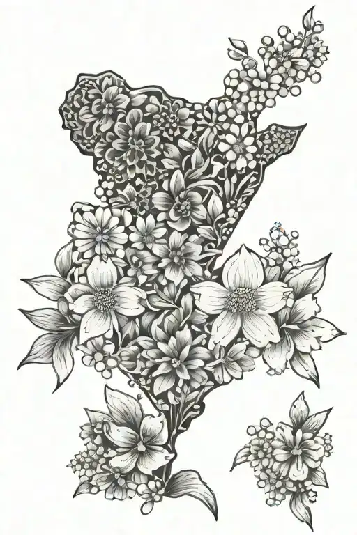 Kenya filled with various types of flowers tattoo design idea