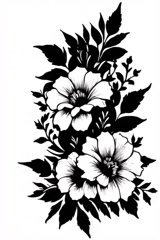 blackout sleeve,flowers,white, cover up tattoo design idea