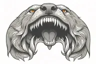 wolf mouth with sharp teeth tattoo design idea