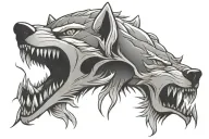 wolf mouth with sharp teeth tattoo design idea