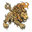 lion with fire  tattoo design idea