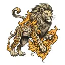 lion with fire  tattoo design idea