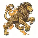 lion with fire  tattoo design idea