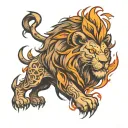 lion with fire  tattoo design idea