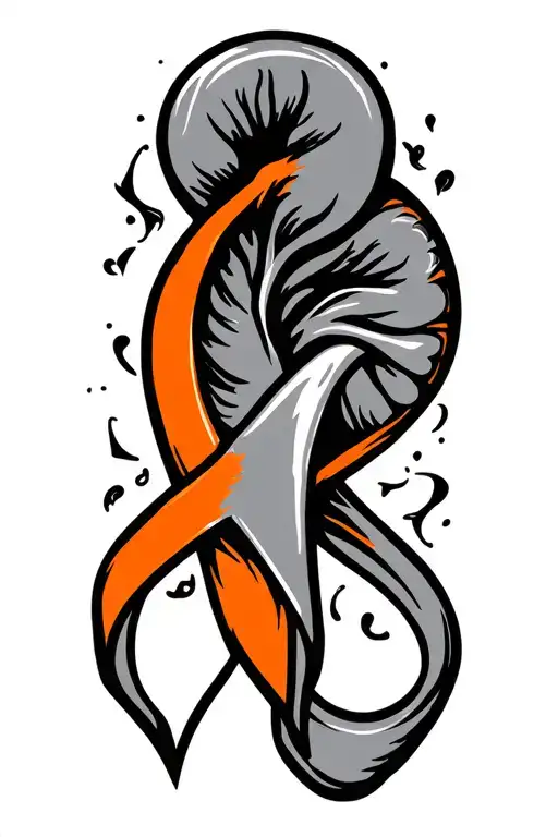 kidney cancer orange ribbon on a design tattoo design idea