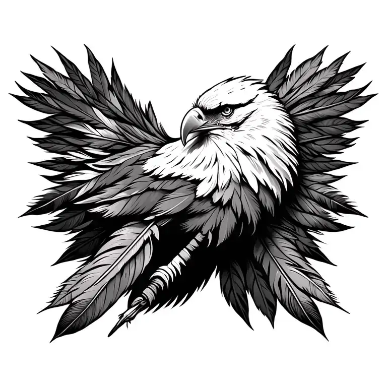 indian arrow eagle feathers tattoo design idea
