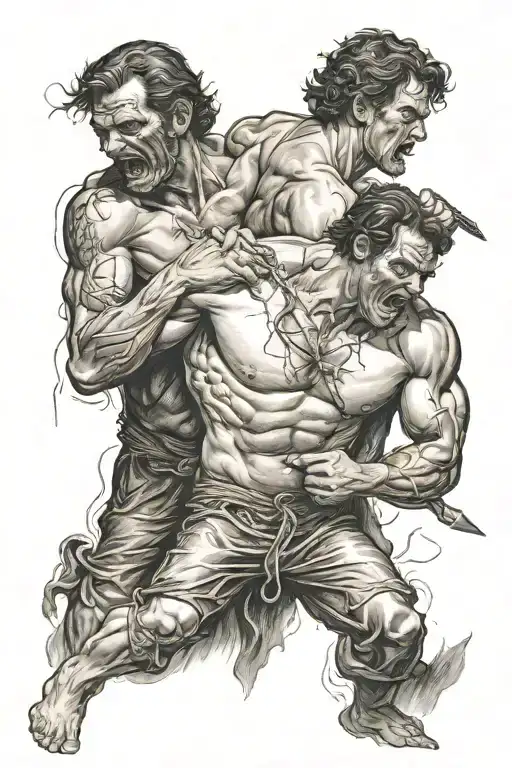 cain and abel murder tattoo design idea