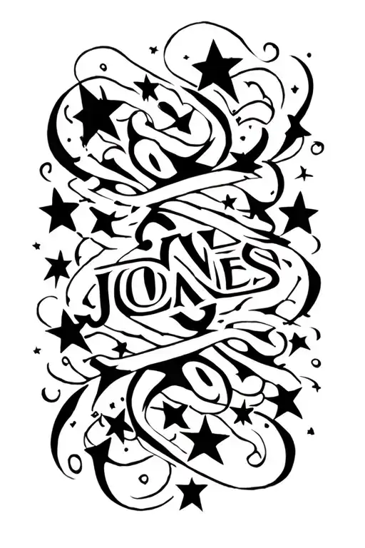 stars forming name jones tattoo slant tattoo design idea
