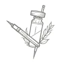 simple gravestone over a syringe symbolizing the client's tattoo design idea