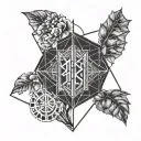 in a hexagaon, put the name "MACK", 26 September 2024, and roman numeral IV tattoo design idea