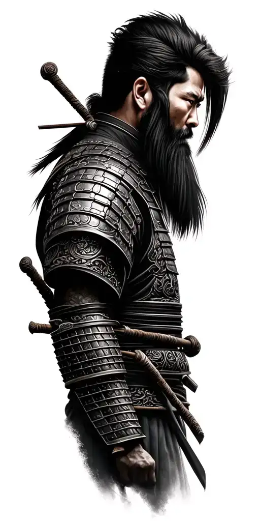 photorealistic samurai warrior tattoo design idea