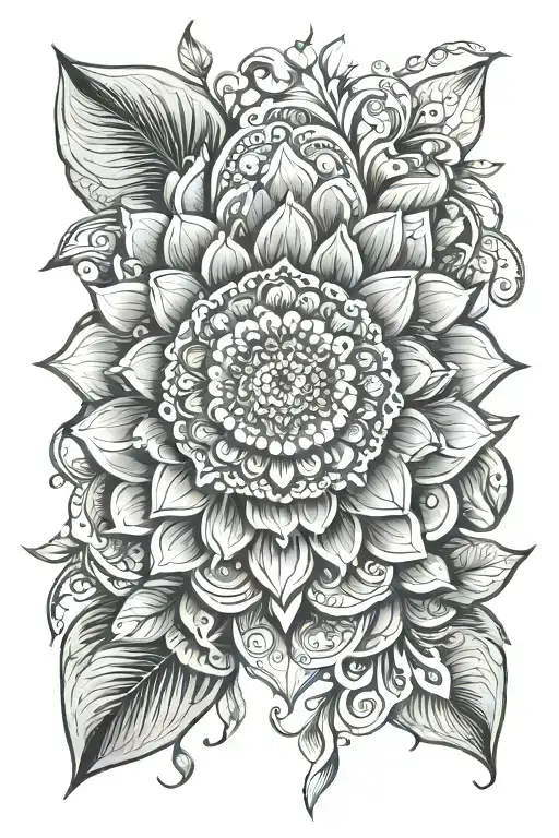 Mandala with floral tattoo design idea