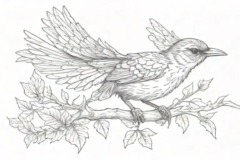 flying wren bird tattoo design idea