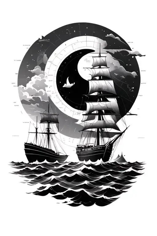 maritime chart graph morphing tattoo design idea
