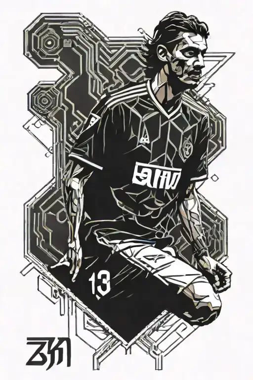 maldini with  jersey no 3 tattoo design idea