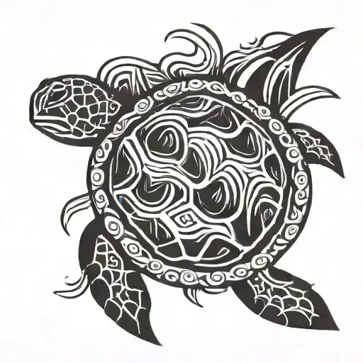 a turtle in the ocean tattoo design idea