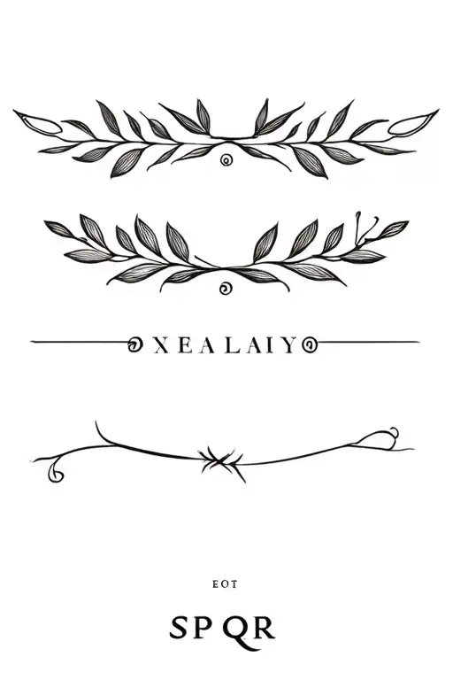 Unalome laurel wreath elements and roman SPQR tattoo design idea