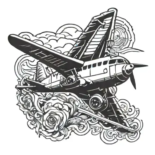 Airplane pilot wing with silhouette of the Virgin of the Valley tattoo design idea