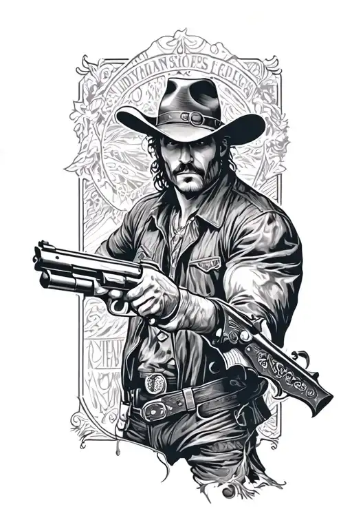 outlaw gunslinger tattoo design idea