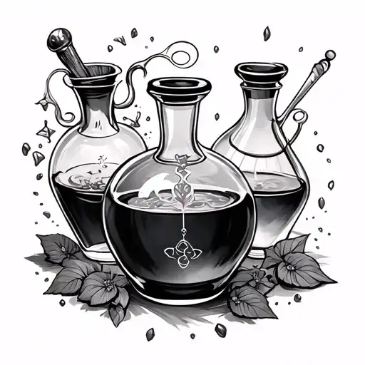 magic potion bottles tattoo design idea