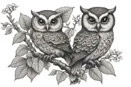baby owl hawthorn vine tree tattoo design idea