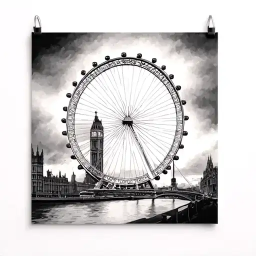 london eye minimalist fine line tattoo design idea