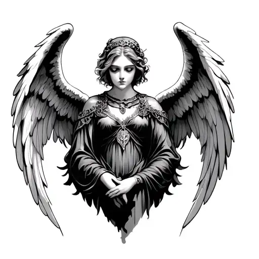 angel, Gothic , dark tattoo design idea