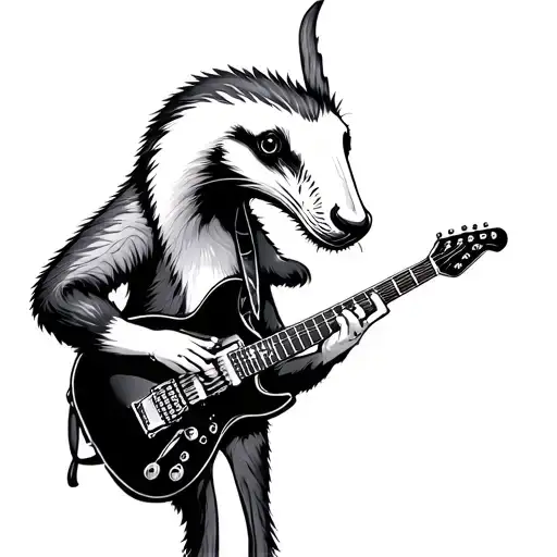 Anteater Elise with electric guitar tattoo design idea