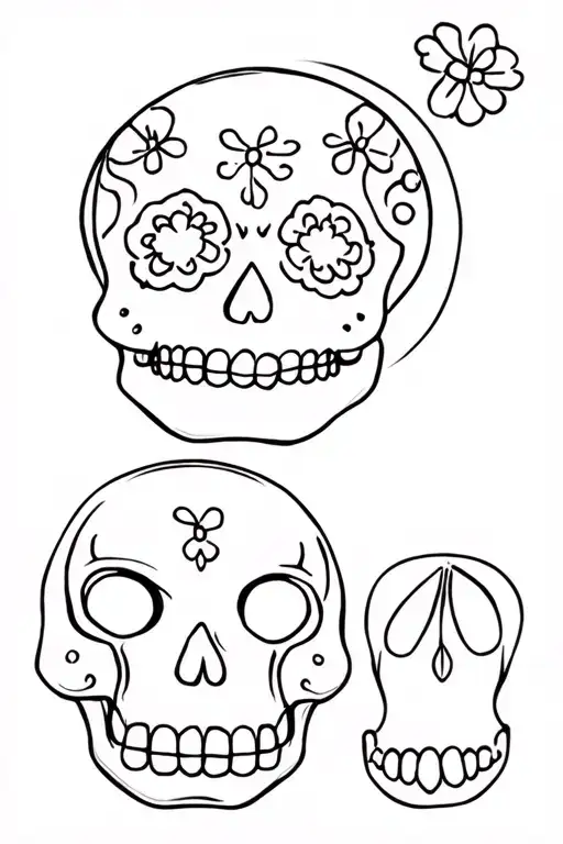 sugar skull with something cute tattoo design idea