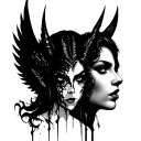 demonic and angelic mixed women face tattoo design idea