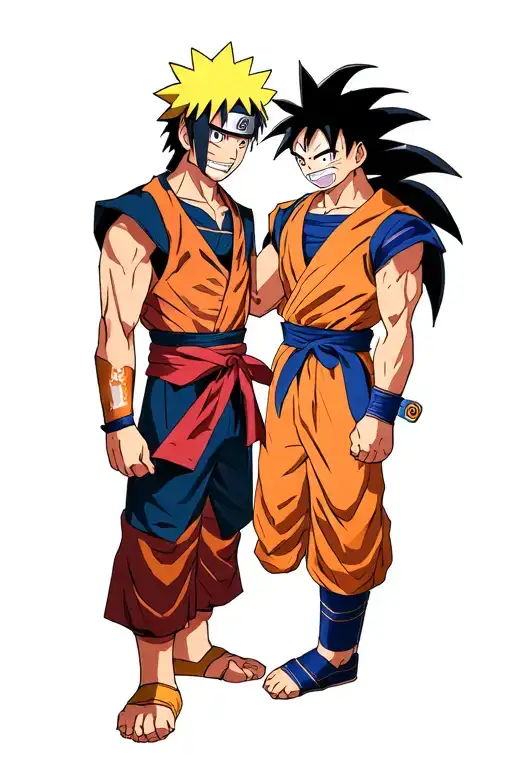 Naruto Sasuke, Luffy portgas d ace, Goku Veggeta juntos tattoo design idea