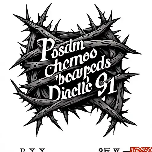 "Psalm 91" long thorns wrapping tattoo design idea