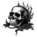 skull flame candle tattoo design idea