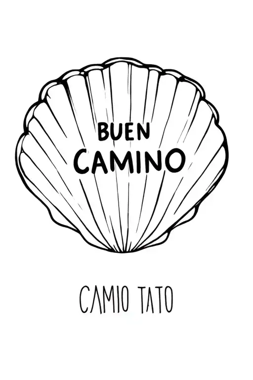 "Buen Camino" Camino de Santiago scallop shell tattoo design idea