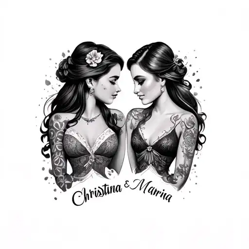paired tattoos with a friend with a combination of names: Christina and Marina, with the main lights tattoo design idea