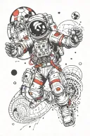 Maori tattoo with astronaut floating tattoo design idea