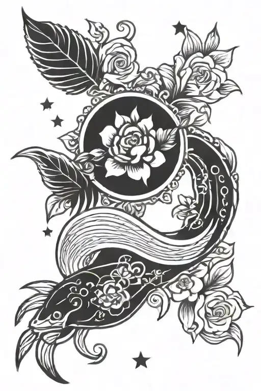 cancer and virgo zodiac sign tattoo design idea