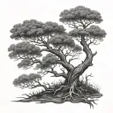 tree growing with Lorraine Cross made entirely tattoo design idea
