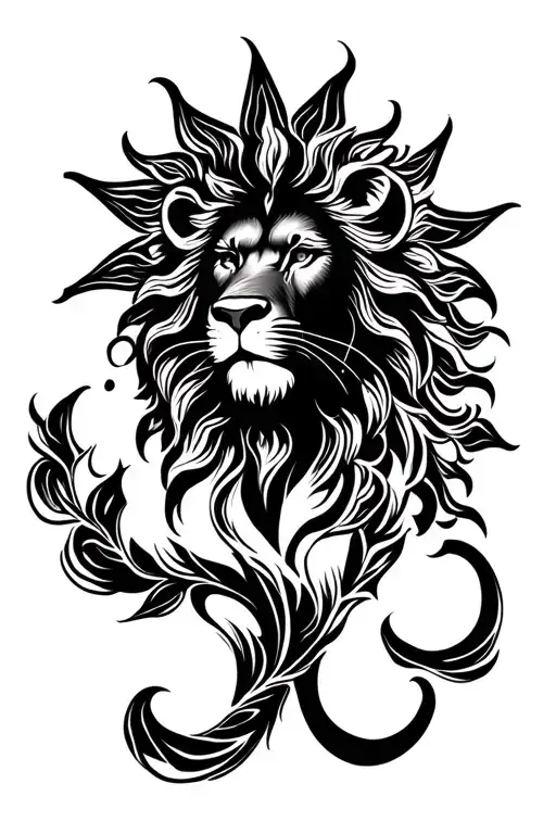 lion sun babyface tattoo design idea