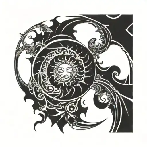 night, god, spiral tattoo design idea